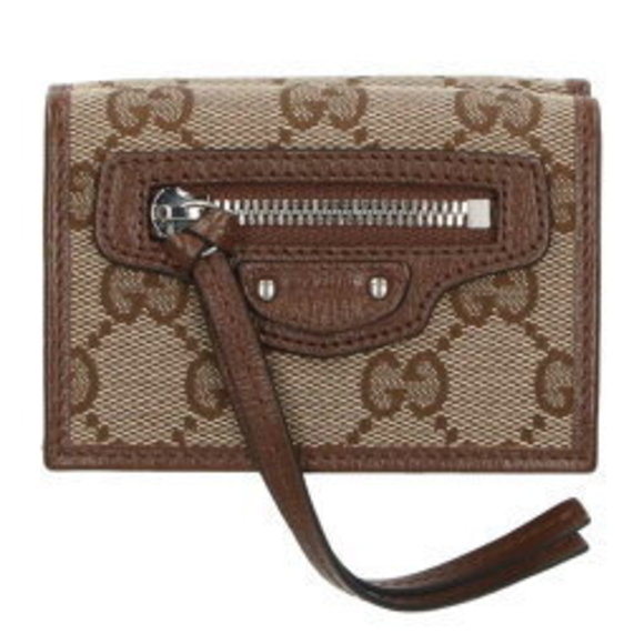 Gucci BALENCIAGA Neo Leather Trifold Wallet Brown - Picture 1 of 3